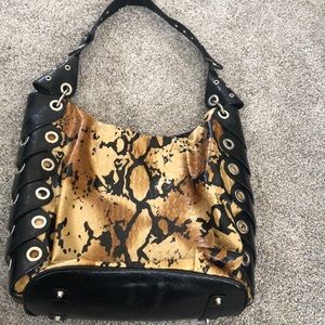 MC brand large animal print handbag